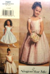 7681 VOGUE FLOWER GIRL FLARE FORMAL TIE DRESS PATTERN 2-5,6-8
